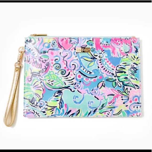 Lilly Pulitzer Liara Wristlet Pouch Bag - Multi Over the Rainbow 11X8” - Picture 1 of 2